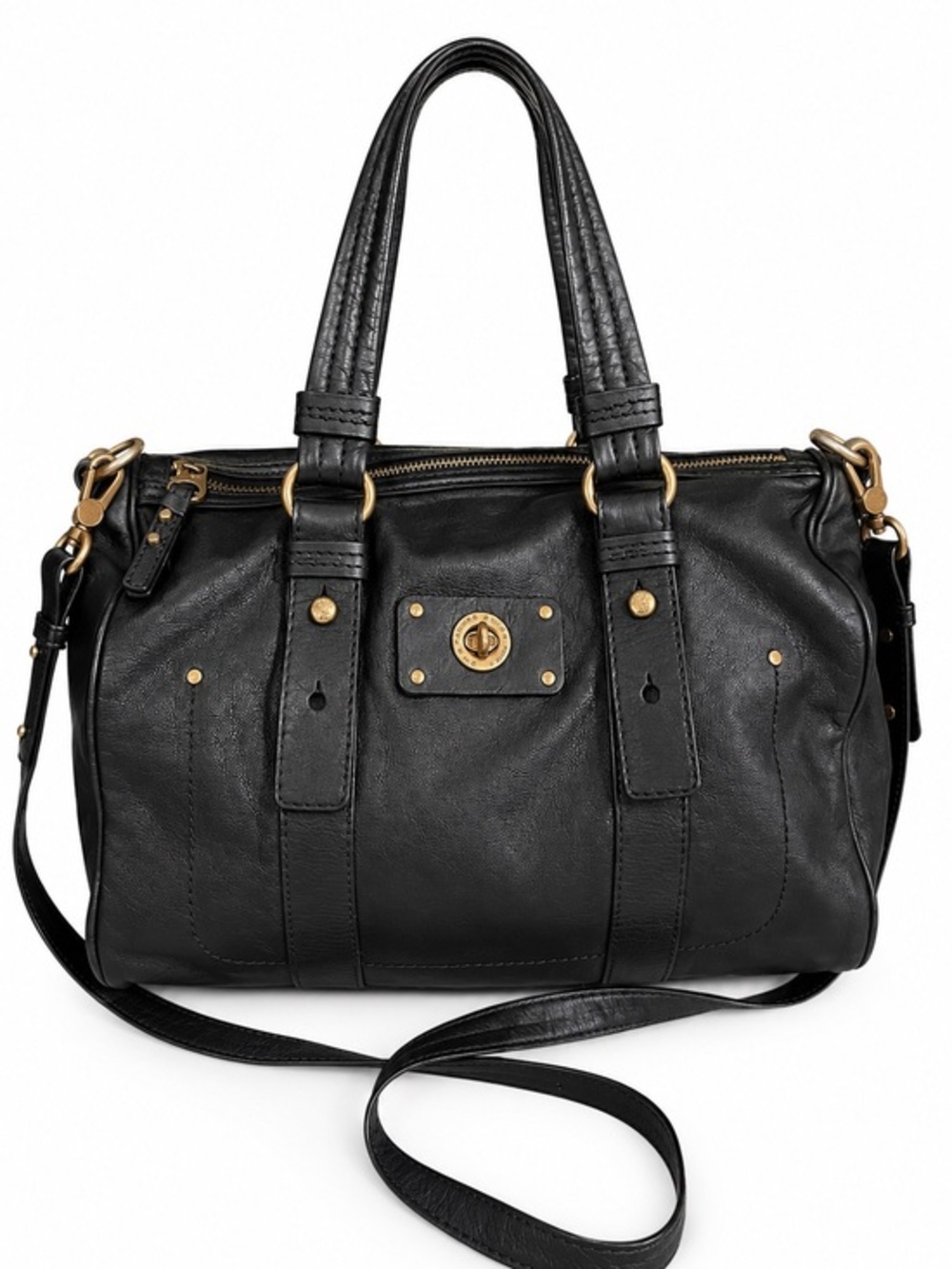 Marc by Marc Jacobs Classic Q Groovee Black Leather Satchel Crossbody Bag
